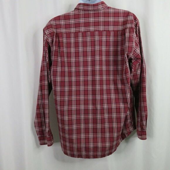 Salty Red Gray Plaid Shirt Mens Large  LS Button Cotton Blend - Picture 8 of 11